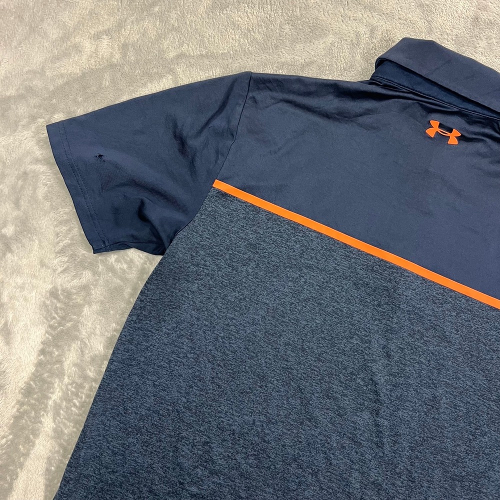UNDER ARMOUR Playoff Polo Shirt Mens Small Navy Blue Colorblock Gym Golf Active - Picture 7 of 16